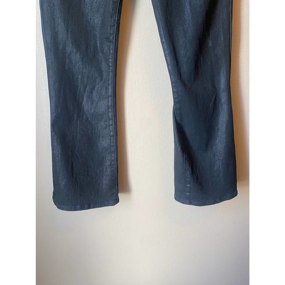 7 For All Mankind Wax Coated High Waist Slim Kick Flare Faux Leather in Black - Picture 14 of 14